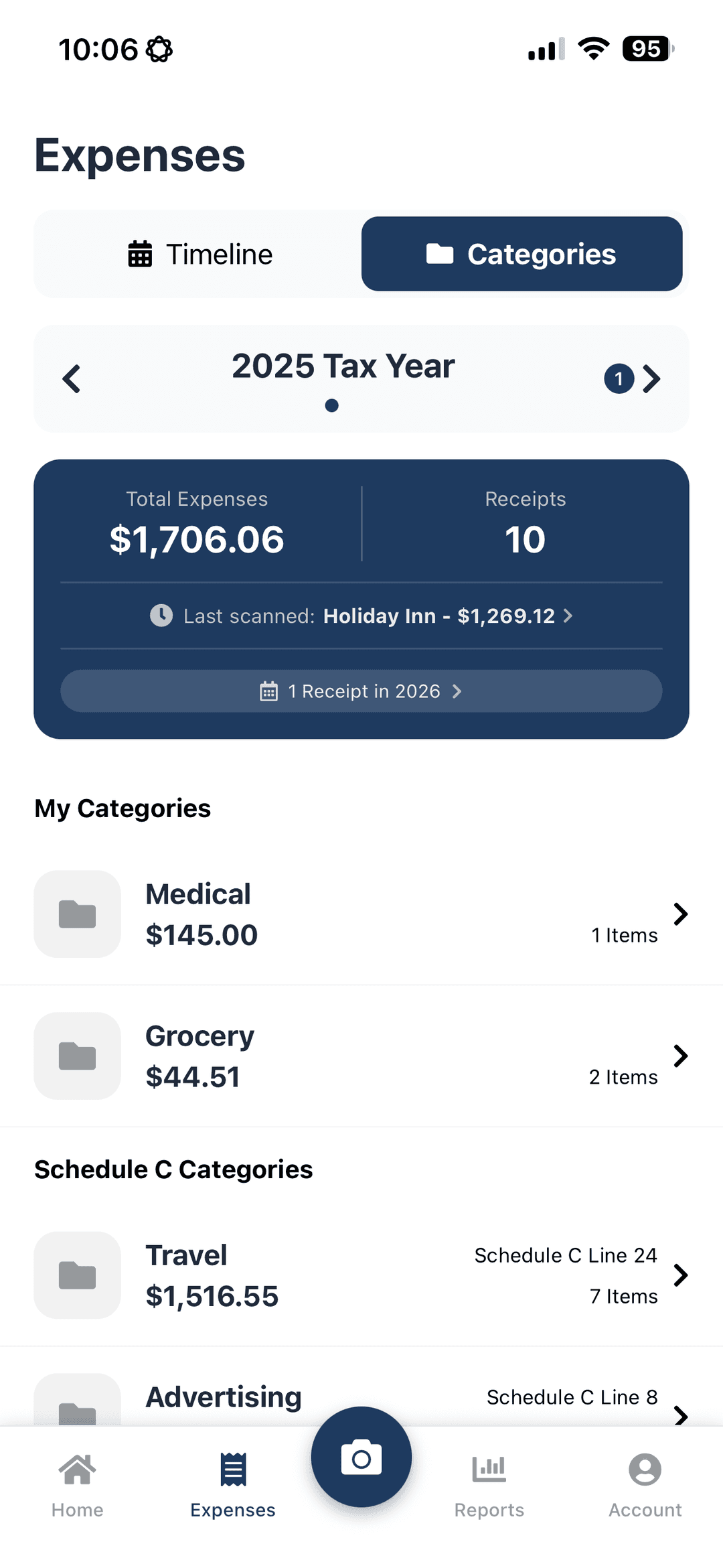 ExpenseLens Expenses Screen